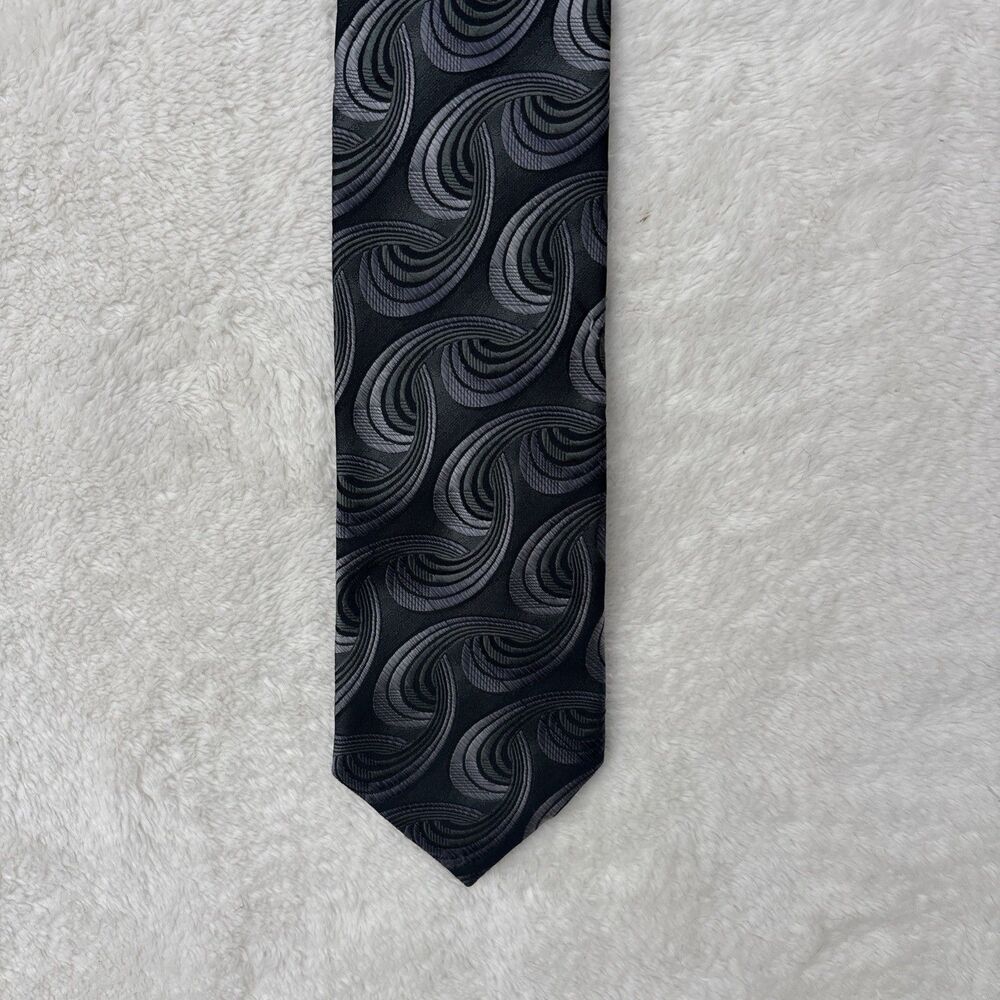 David Taylor Gray Geometric Silk Tie - 60L 3.75W